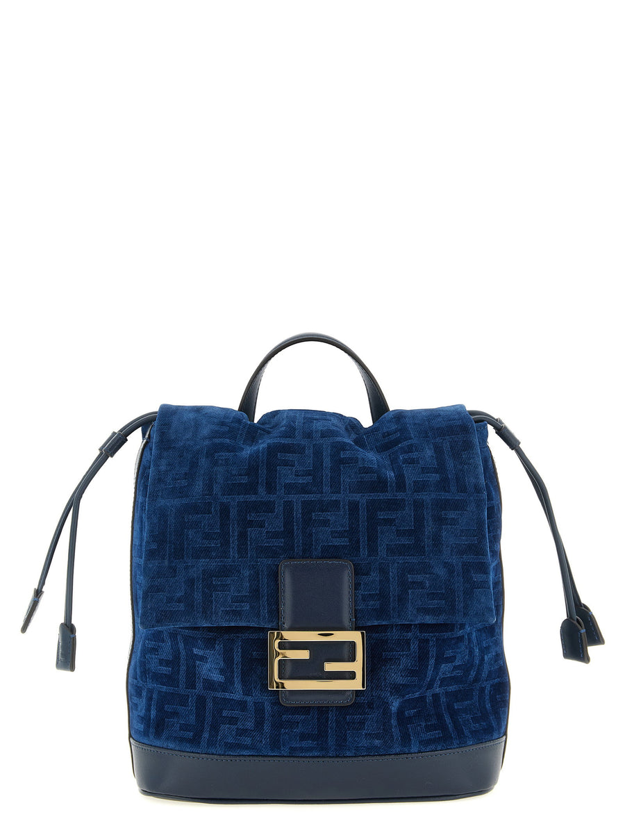 Fendi FF Flocked Denim Backpack — Blue