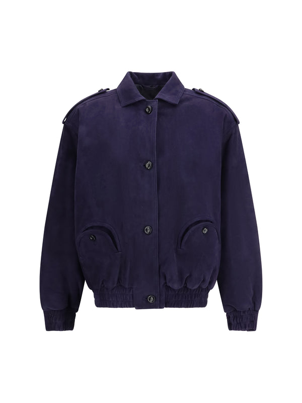 Blazè Milano 100% Lamb suede bomber jacket in navy