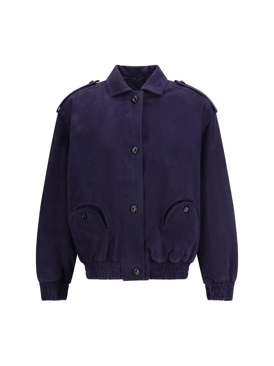 Blazè Milano 100% Lamb suede bomber jacket in navy