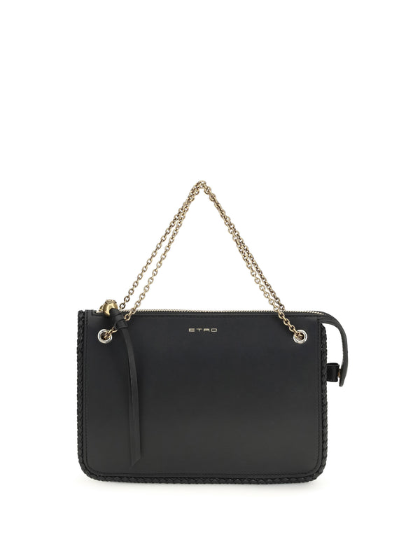 Etro 100% Calf Leather Bos Taurus crossbody clutch in black