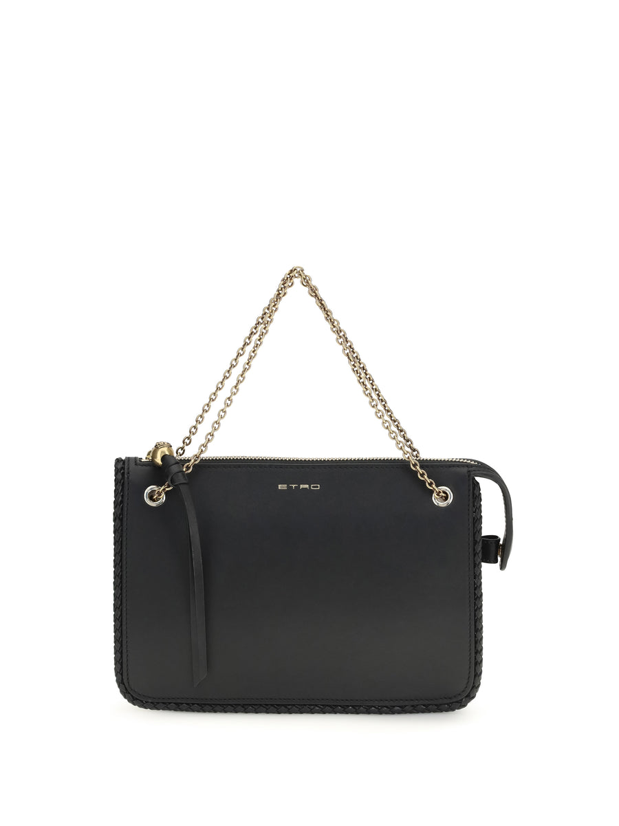 Etro 100% Calf Leather Bos Taurus crossbody clutch in black