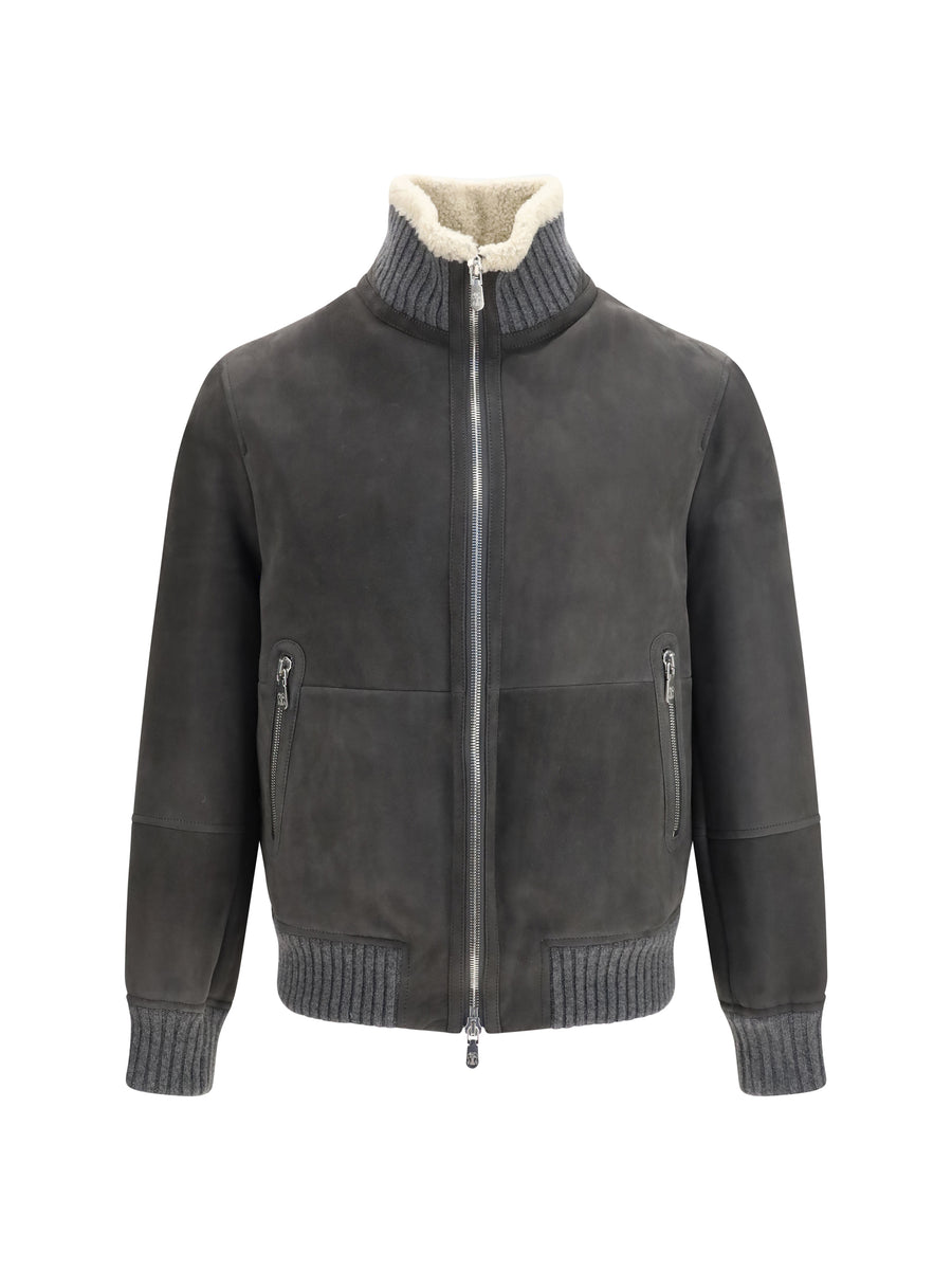 Shearling Jacket Ecru Steel/ecru Merino Wool