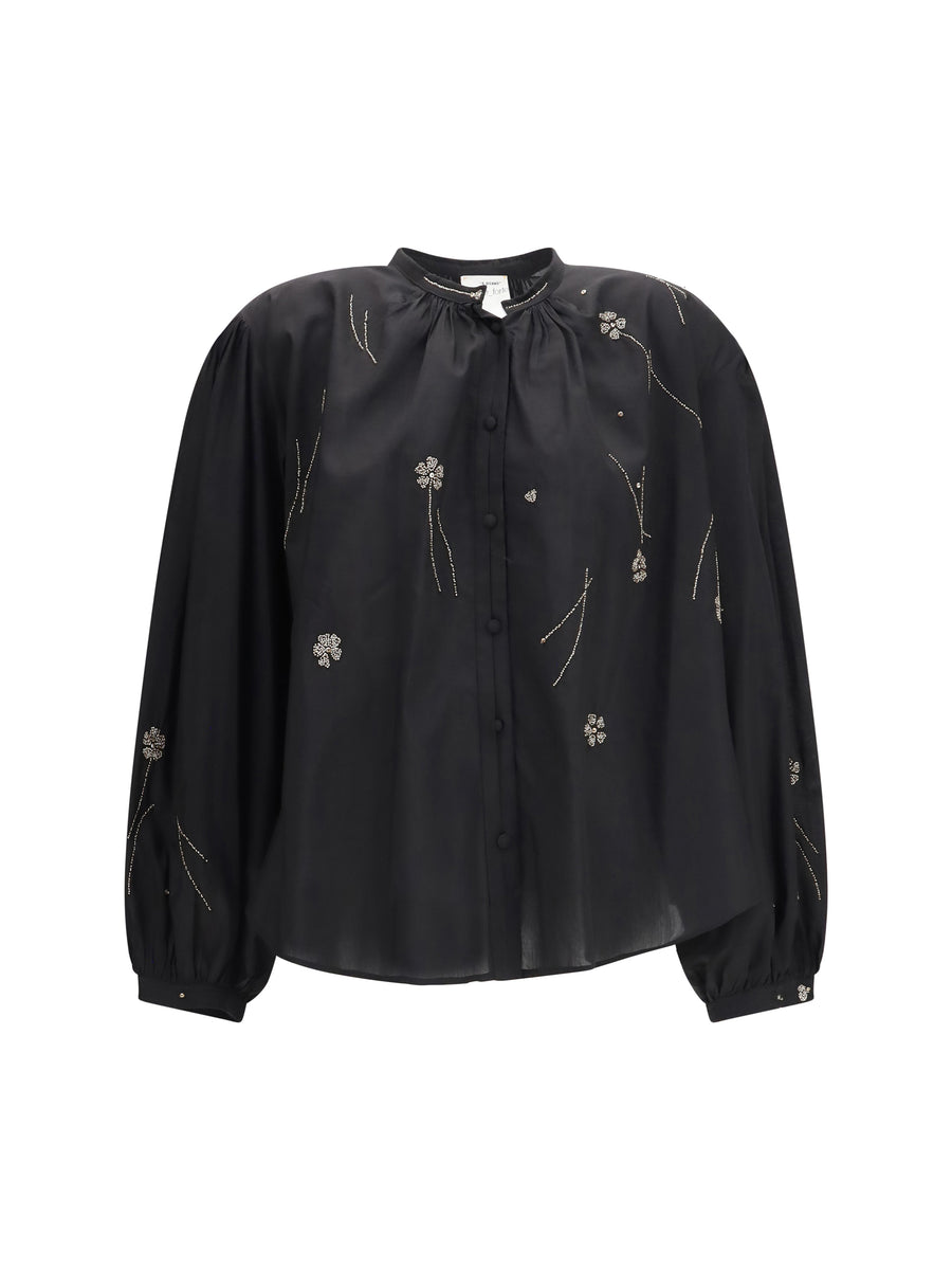 Shirt Fleurs Dorient Voile Black Cotton