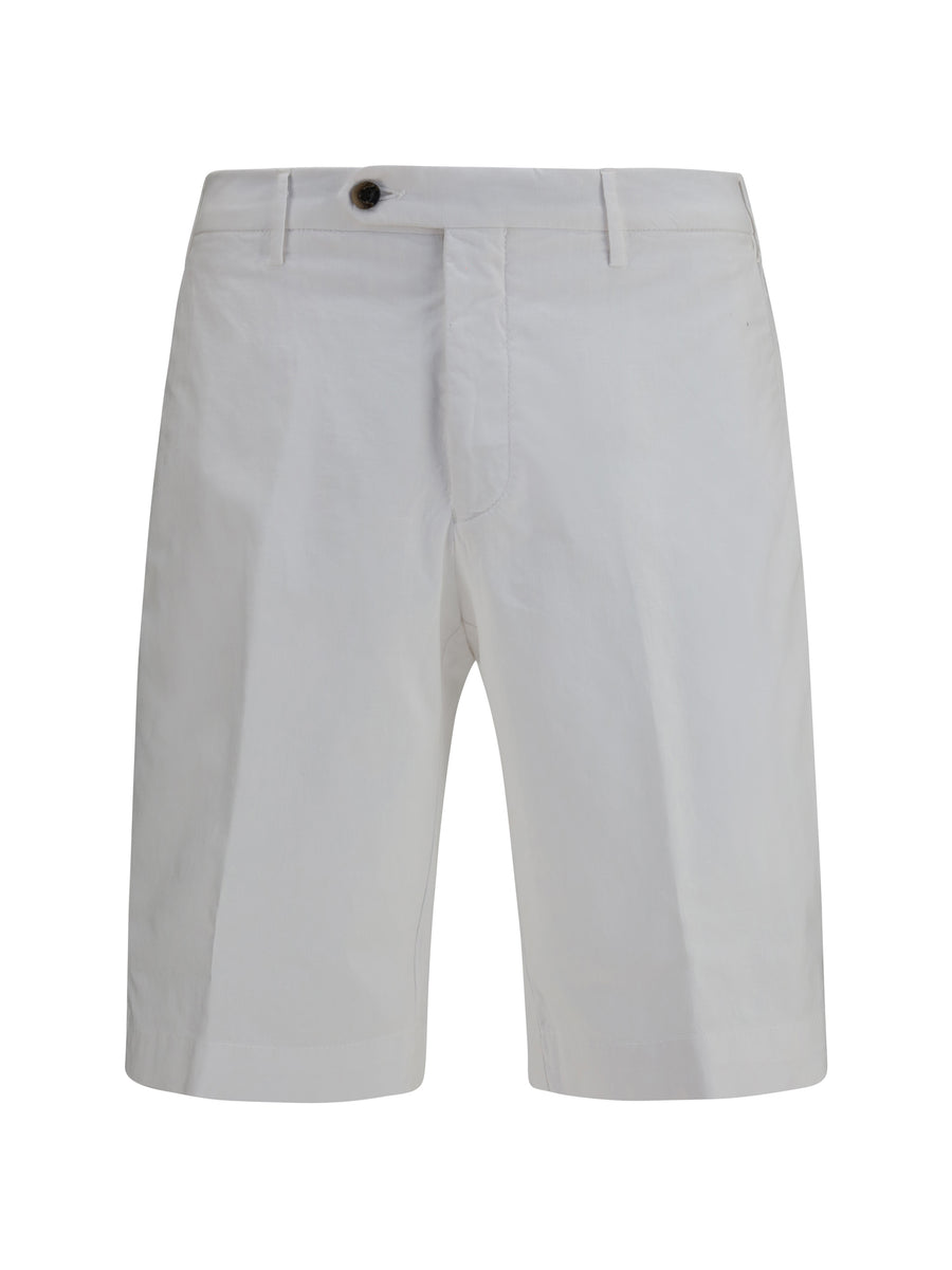 Shorts With Extended Flap White Cotton Bermuda
