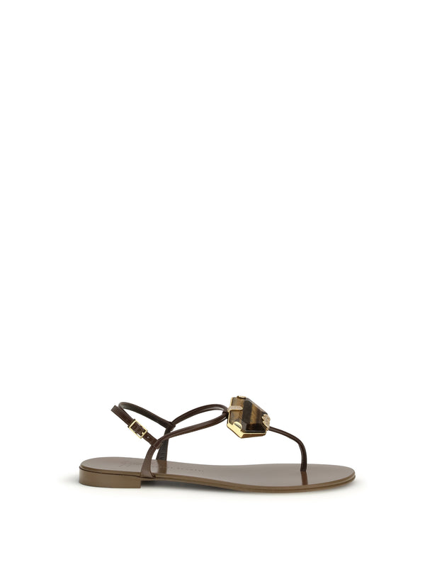 Giuseppe Zanotti Stainless steel stone detail sandals in brown