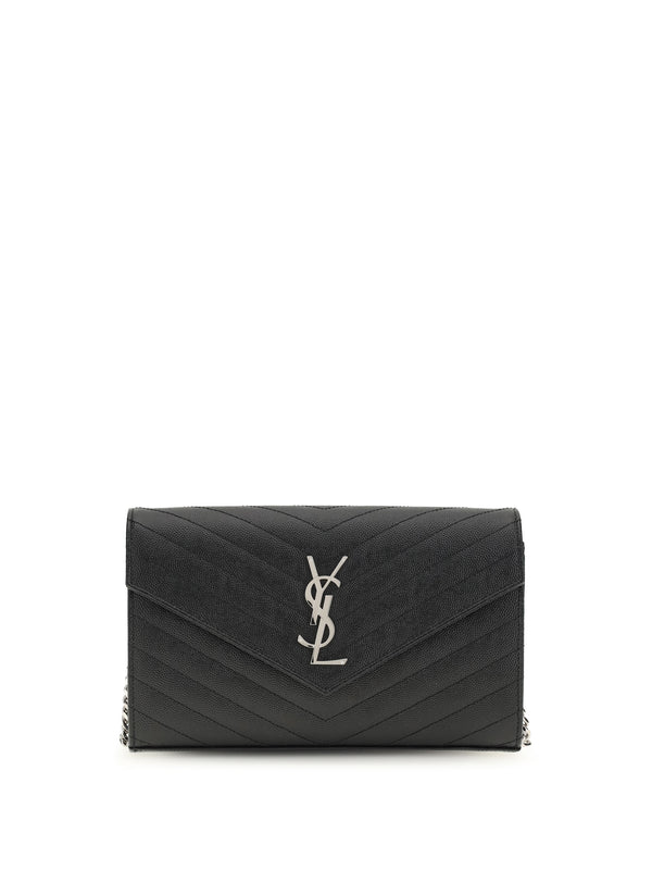 Saint Laurent 100% Calf Leather Bos Taurus chain wallet in black
