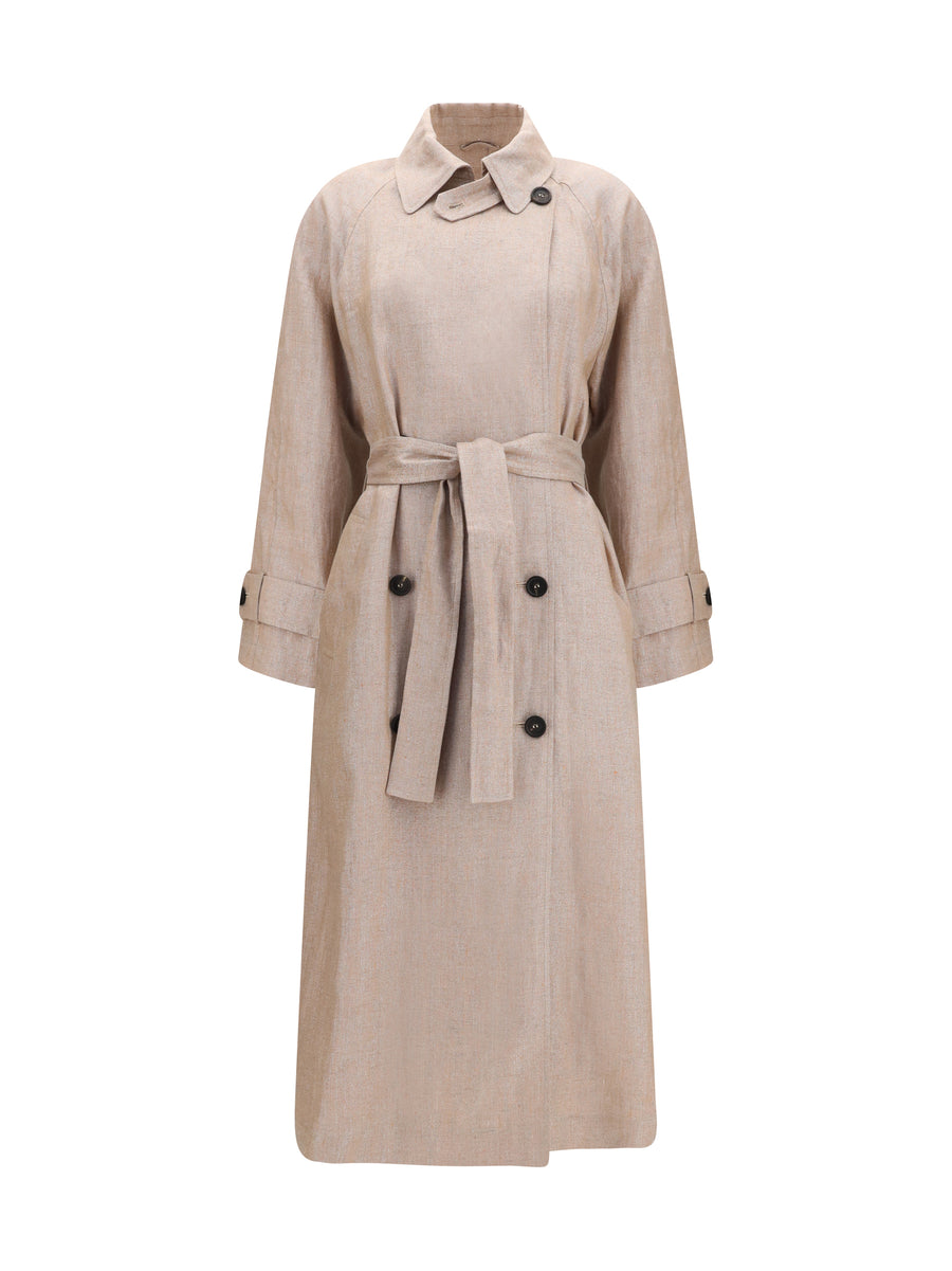 Trench Coat Linen With Lurex Pink/silver Jacket
