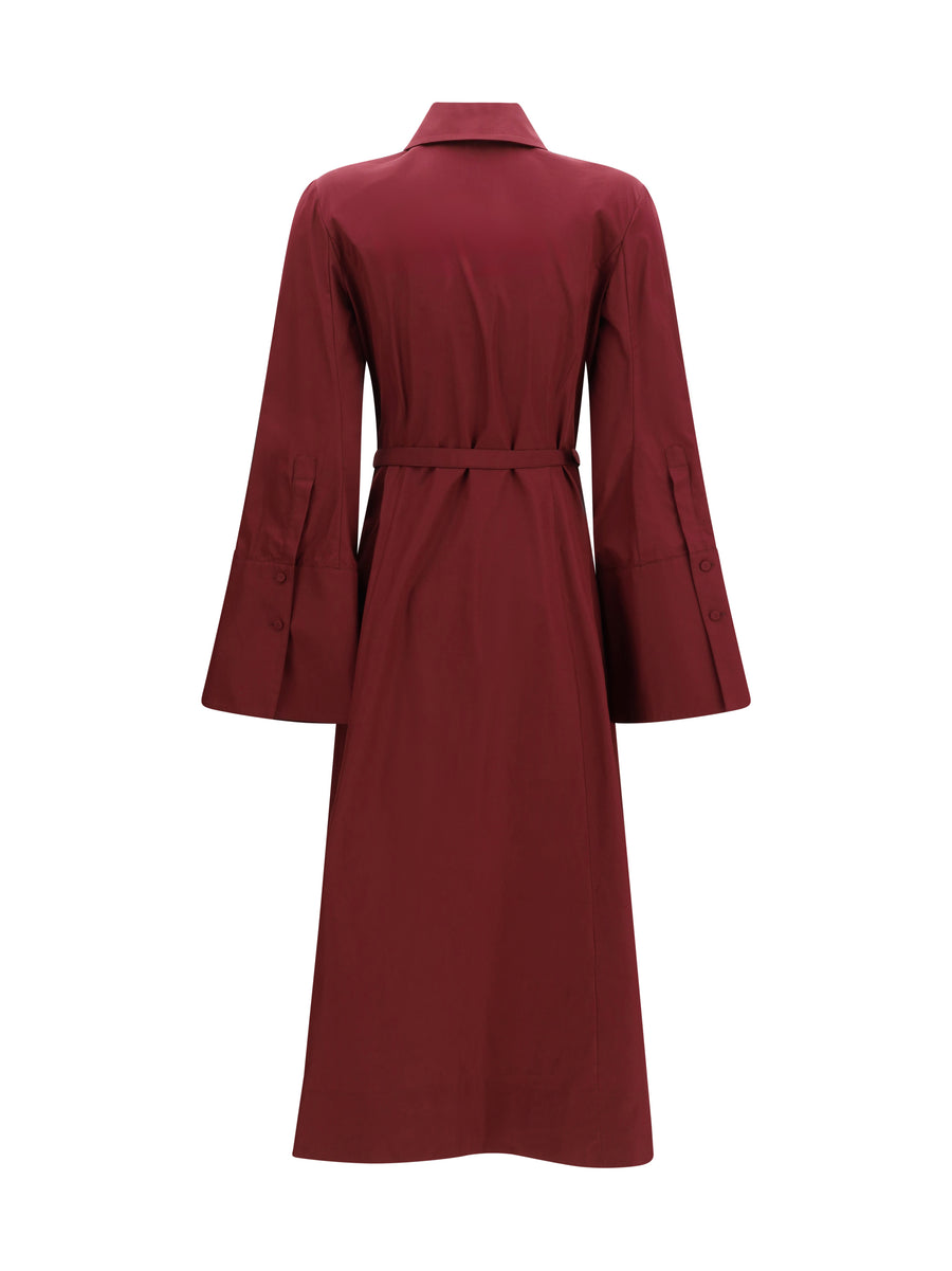 Maxi Shirtdress Carmina Bordeaux Cotton Dress