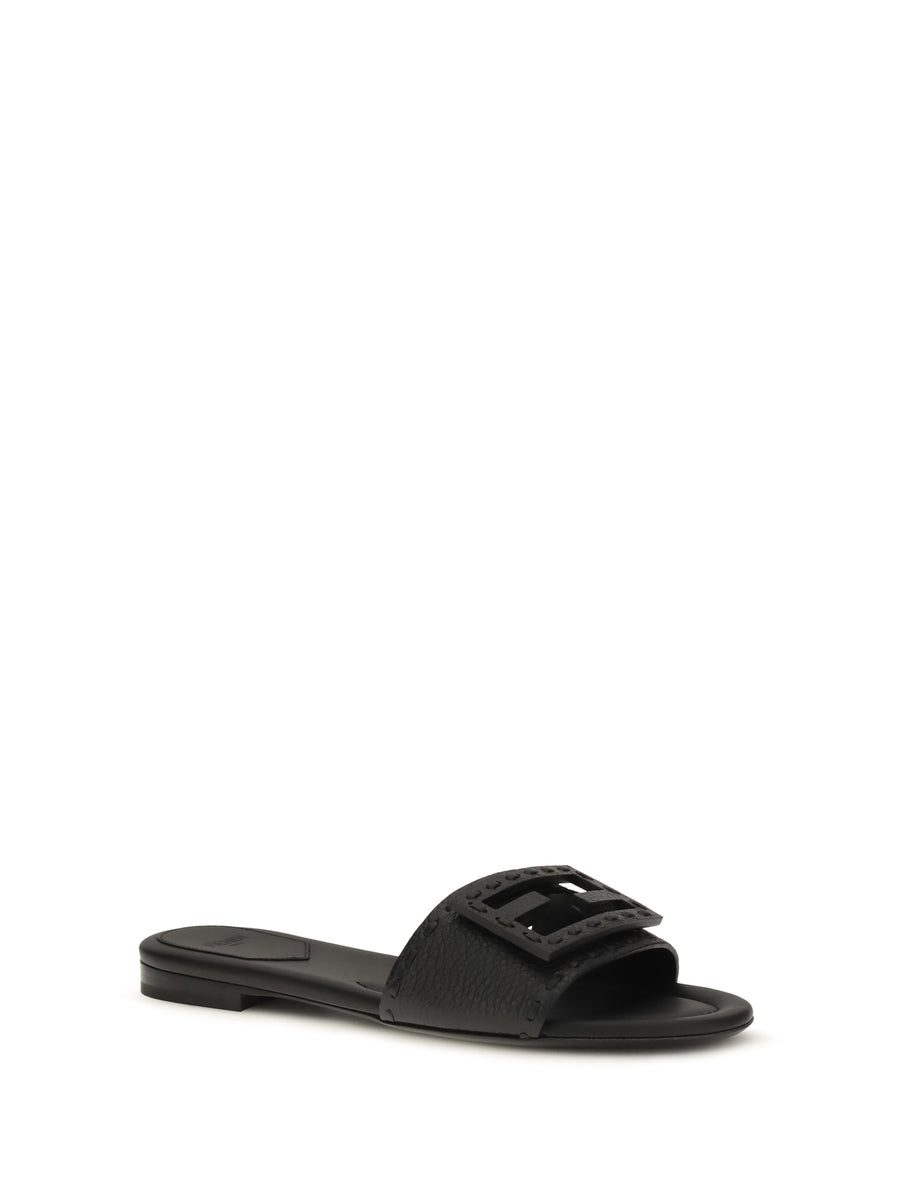 Sandals Baguette Calfskin Black Calf Leather