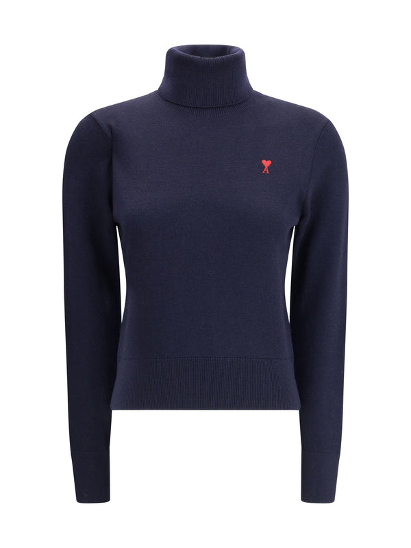 AMI Paris 100% Merino Wool sweater in navy