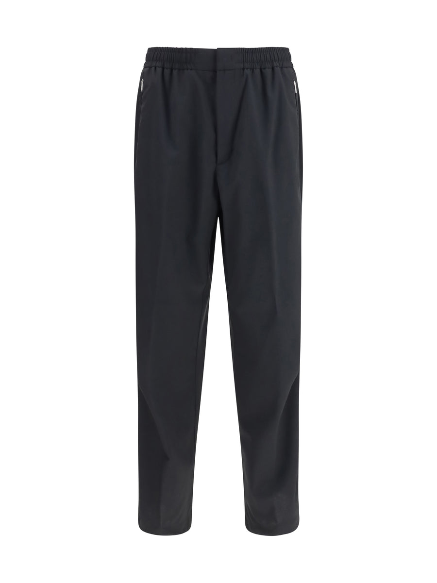 Straight Pants Black Polyester Trousers