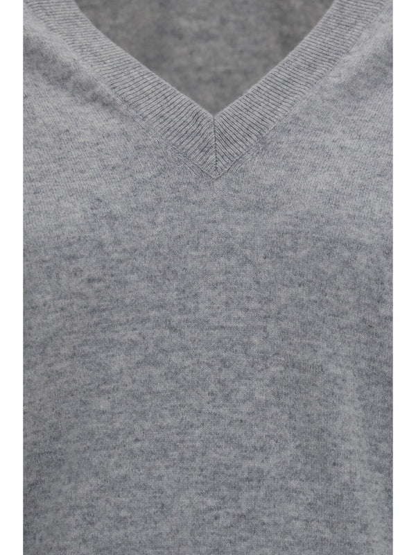 V-Neck Cashmere Sweater Pebble (capra Hircus) T-shirts & Jerseys