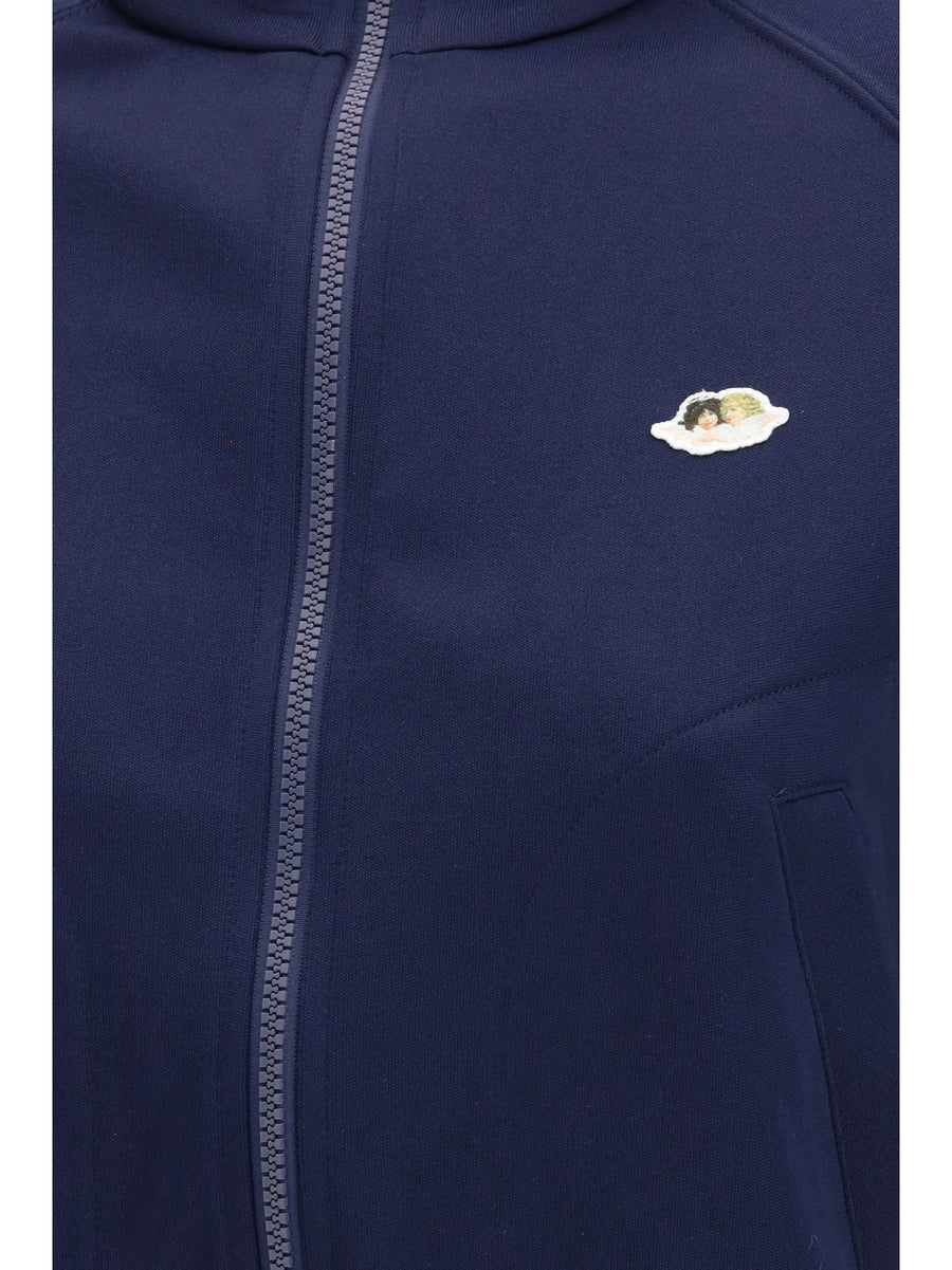 Cropped Sweatshirt Angels Patch Navy Polyester Sweatshirts