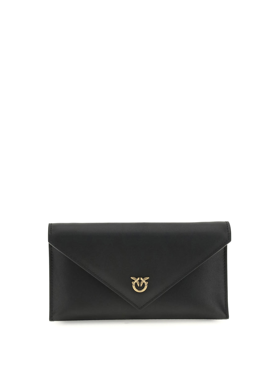 Love Birds Logo Mini Clutch Bag Nero-antique Gold Clutches