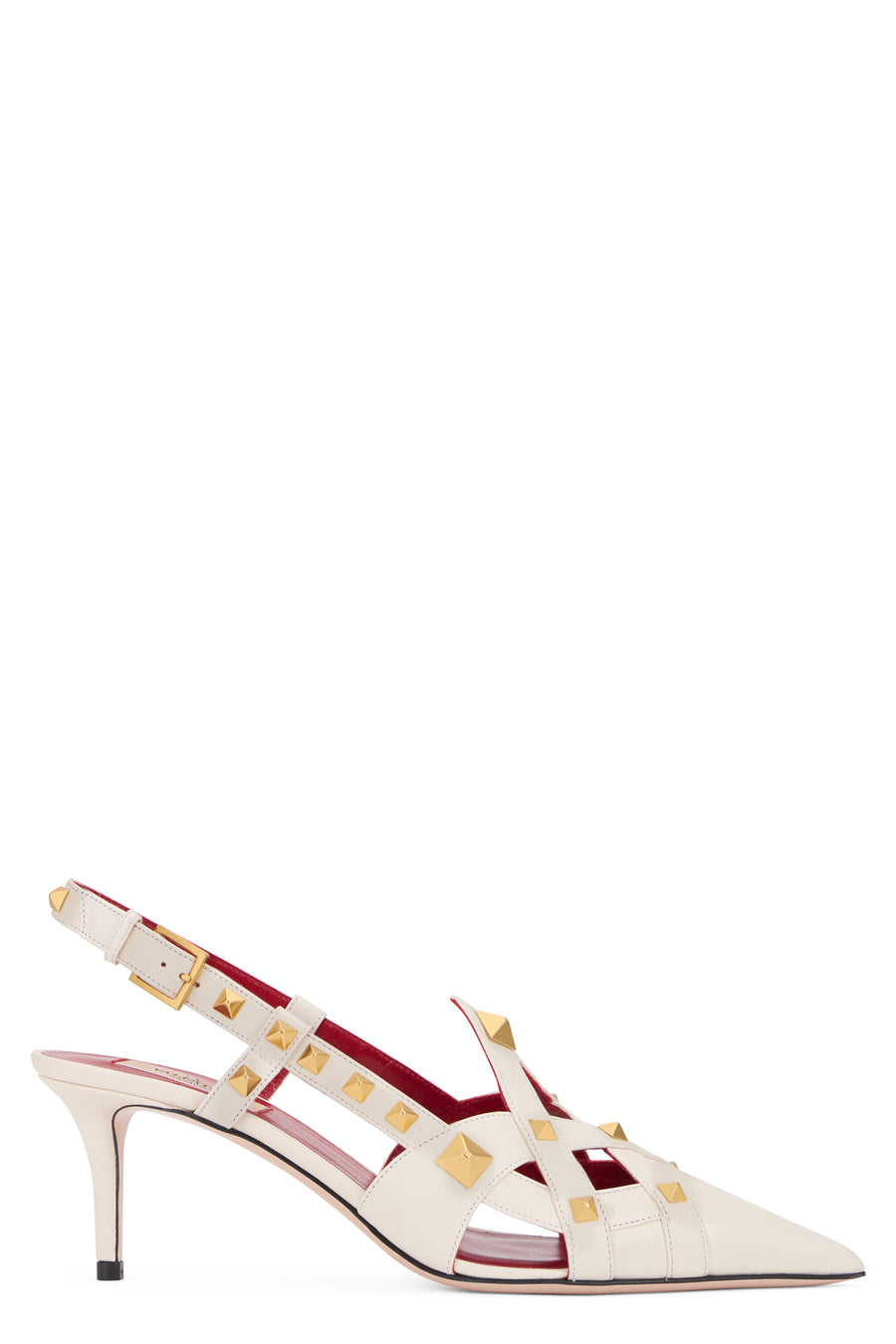 Décolleté Rockstud Ivory Goat Leather Shoe