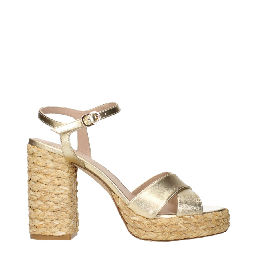 Stuart Weitzman platform sandal in gold