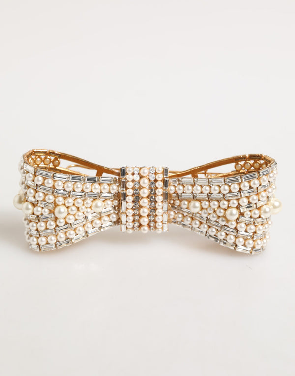 Gold Brass Glas Crystal Faux Pearl Embellished Brooch Real Glass Accessory