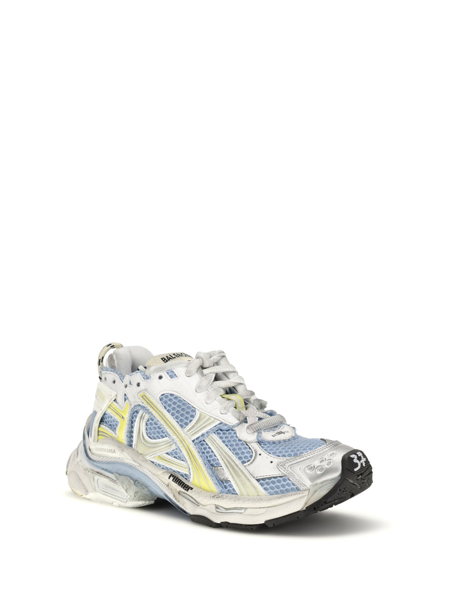 Runner Mesh Sneakers Blue-Yellow-White Blue/yellow/white Upper Polyurethane Trainers