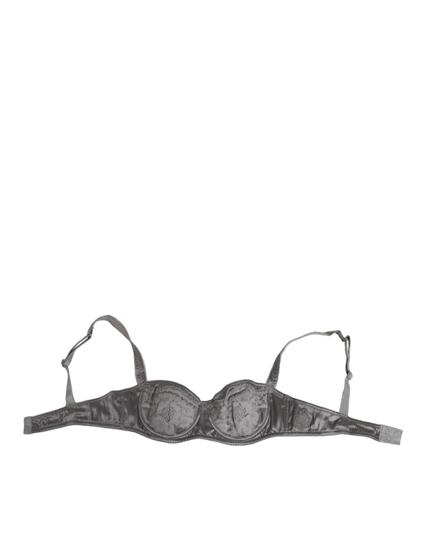 Gray Silk Underwired Balconette Bra Underwear Clothing
