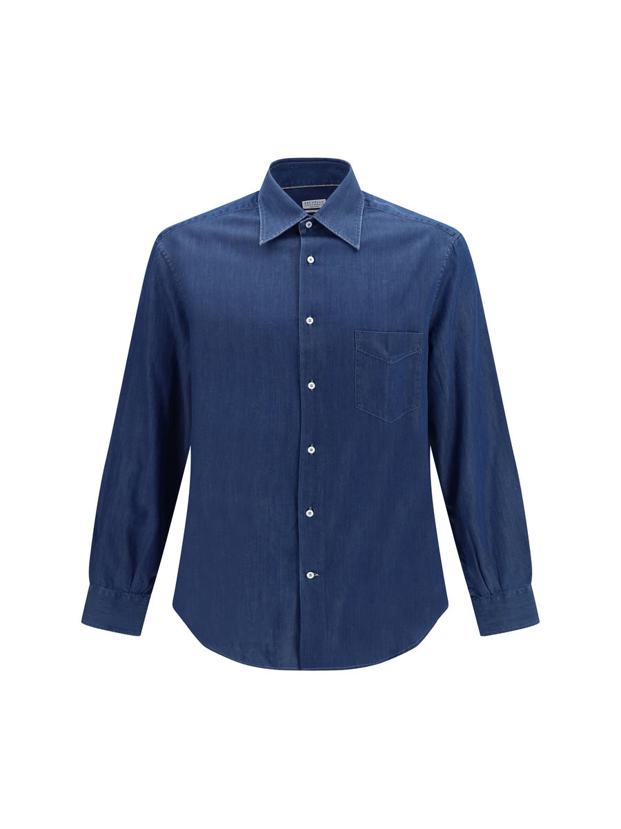 Lightweight Denim Shirt Scuro Cotton
