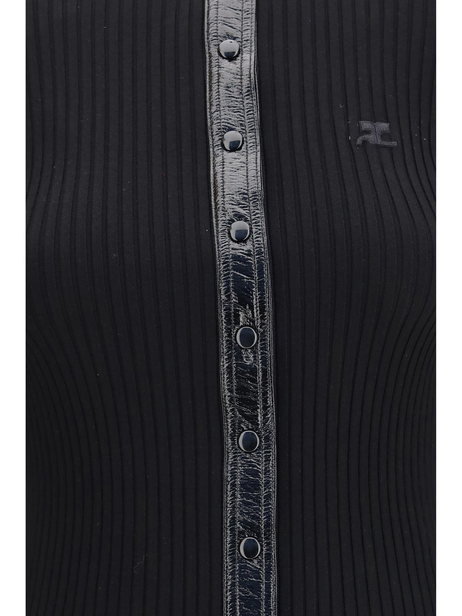 Vinyl-Knit Cardigan Black Viscose