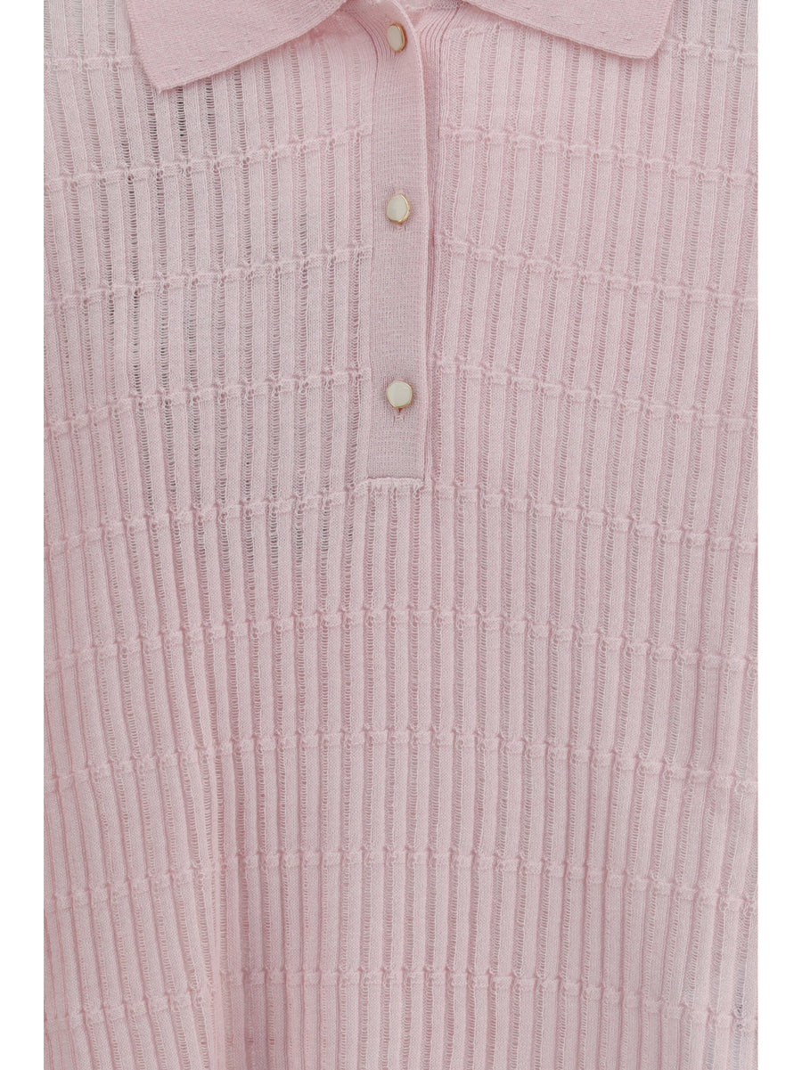 Polo Shirt Gallo Pink Wool & Silk Knitwear