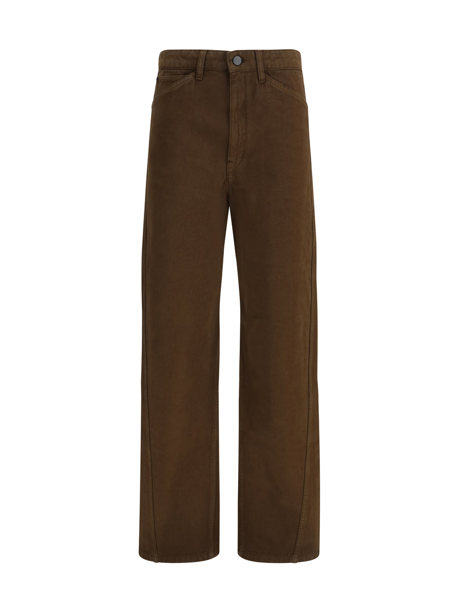 Lemaire 100% cotton trousers in brown