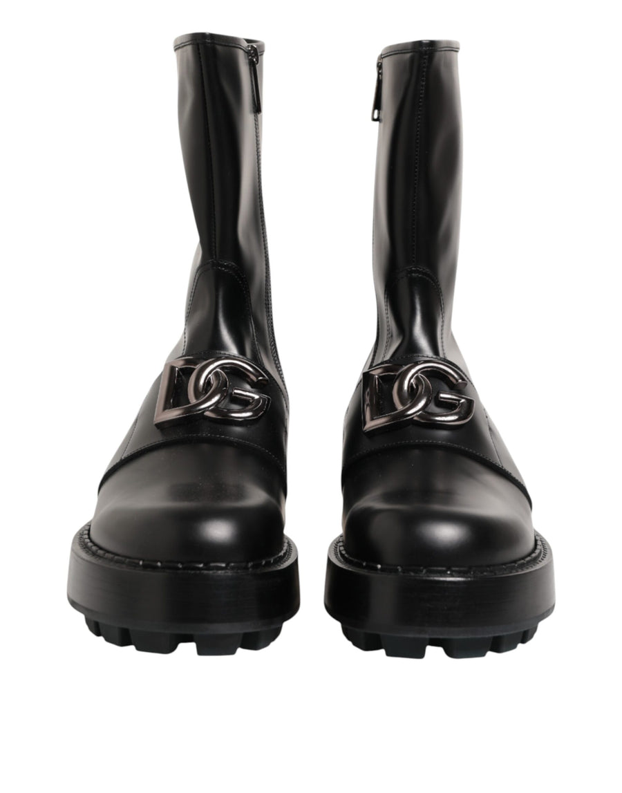 Dolce & Gabbana 100% Calf Leather (upper); Leather outsole boots in black