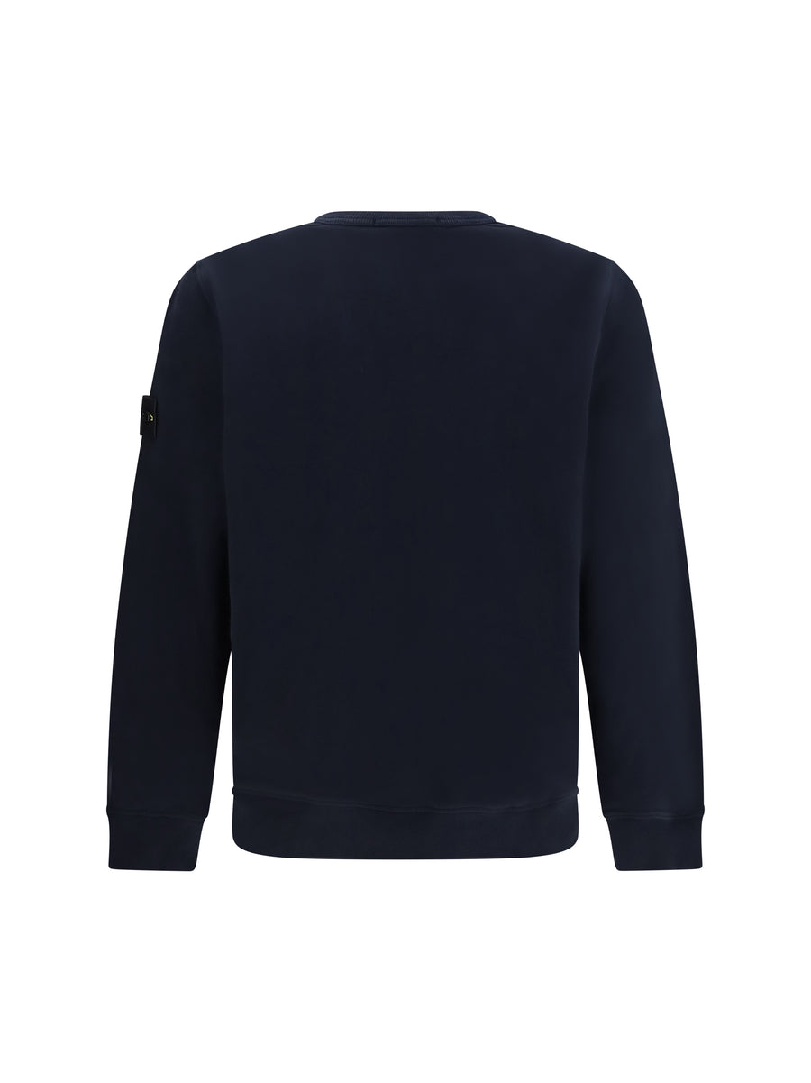 Crewneck Cotton Sweatshirt Navy Blue Sweatshirts