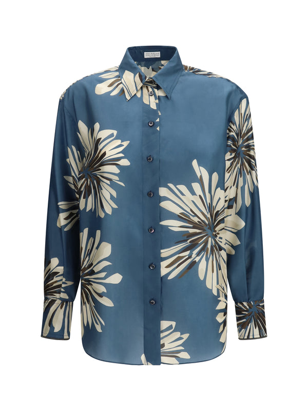Brunello Cucinelli 100% SILK shirt in blue