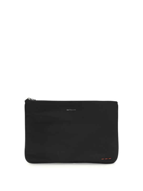 Kiton 100% Fabric clutch in black