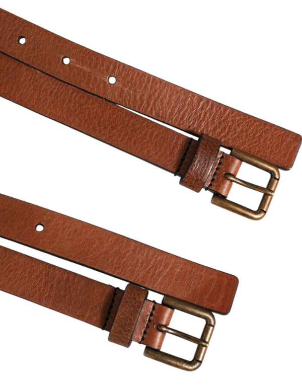 Dolce & Gabbana 100% Calfskin leather belt in brown