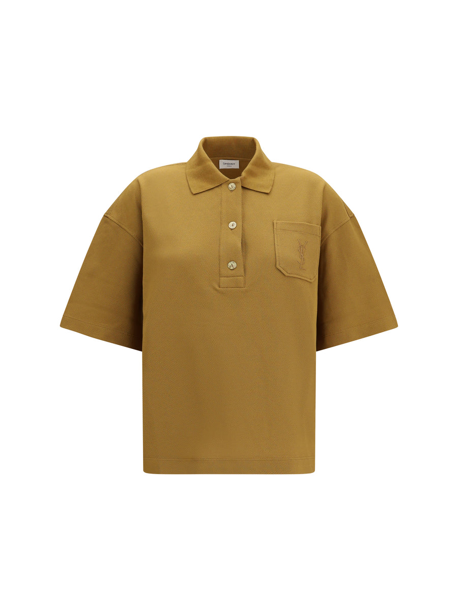 Cassandre Oversized Piqué Polo Miel Fonce Cotton Shirts