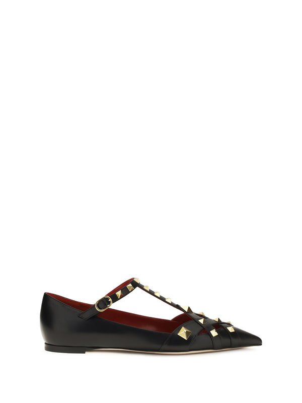 Valentino Garavani 100% goatskin ballerina flat in black