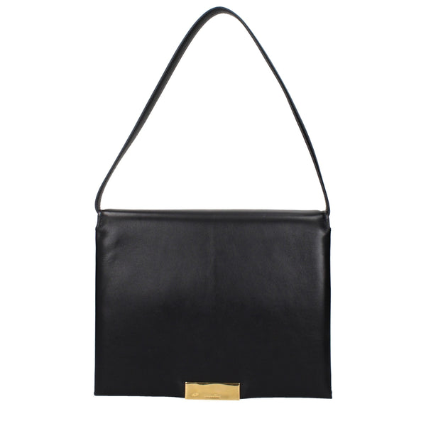 Jil Sander Leather shoulder bag in black