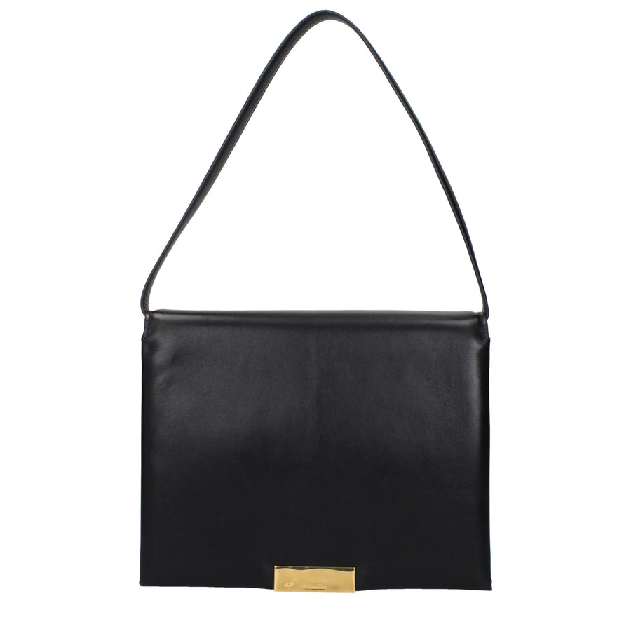 Jil Sander Leather shoulder bag in black