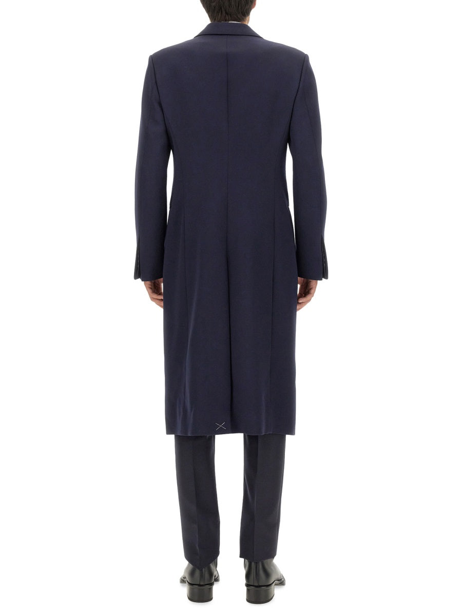 Double-Breasted Coat Blue Wool Trench & Raincoats