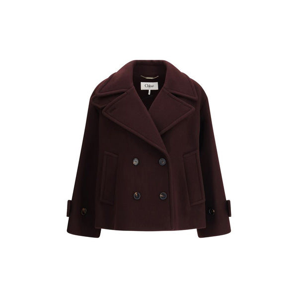 Chloé 80% Fleece Wool coat in bordeaux
