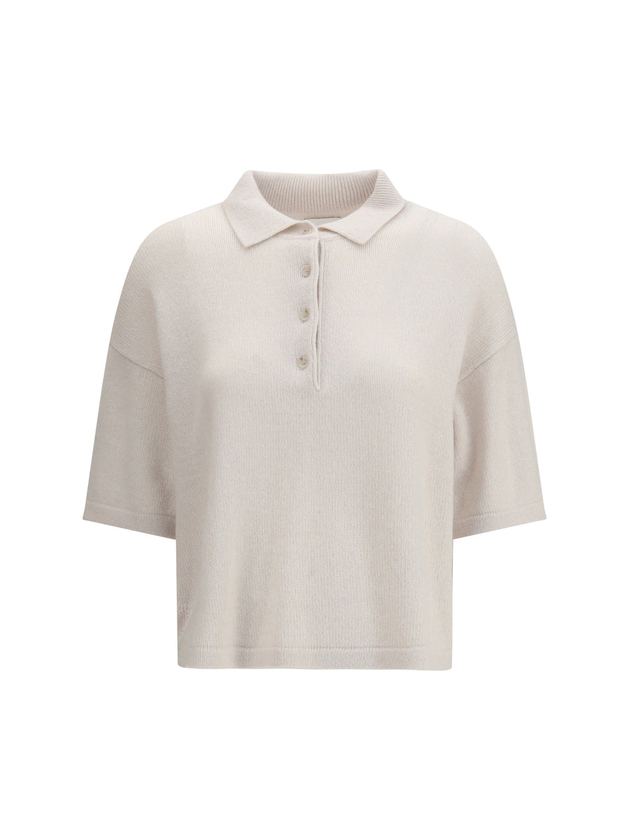 Polo-Neck Cashmere Sweater Cream (capra Hircus) Polo Tops