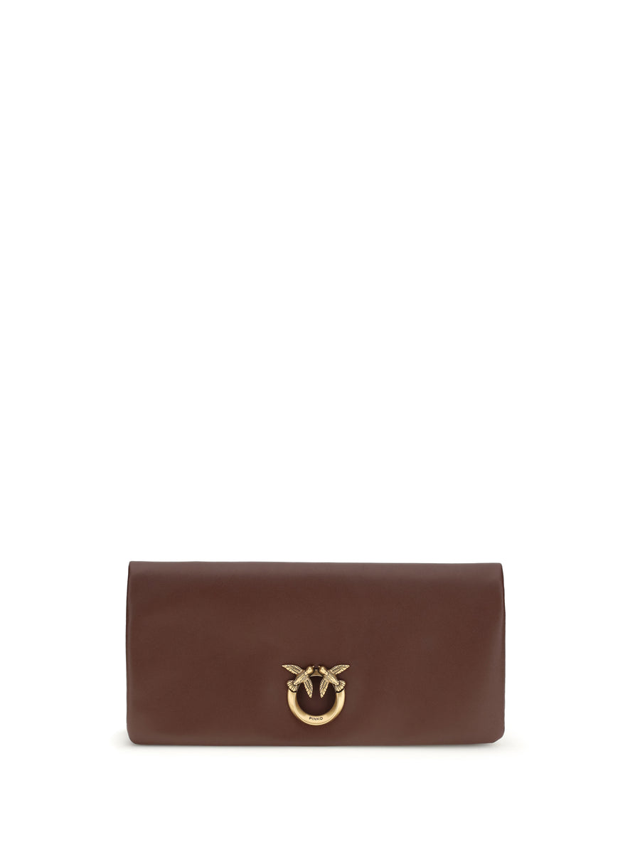 Love Medium Clutch Bag Burgundy Wine-antique Gold Calf Leather Bos Taurus Clutches