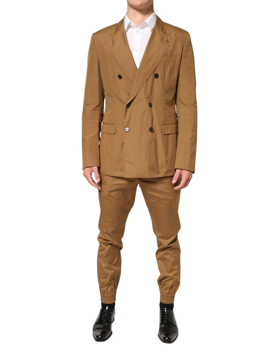 Dolce & Gabbana 100% Cotton with 100% Silk lining suit in brown