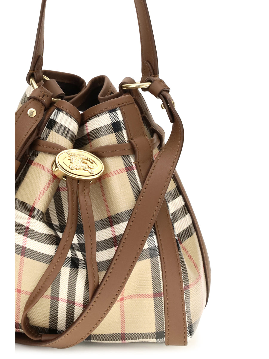 Bucket Bag Mini Check Archive Beige Calf Leather (bos Taurus)