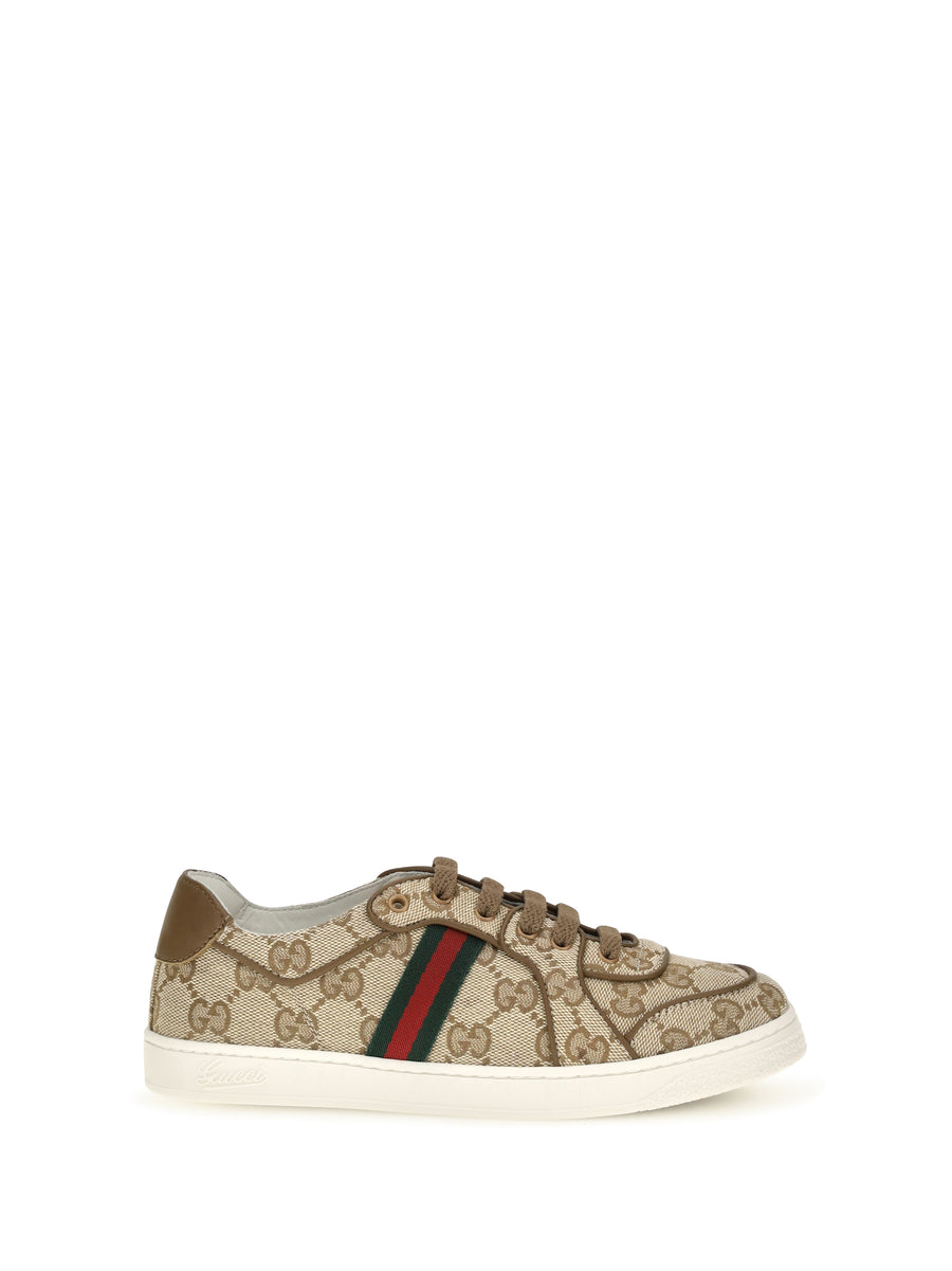 Gg Monogram Sneakers With Web Detail For Boy Vint.sand/cashew/vrv Upper: Fabric; Sole: Rubber