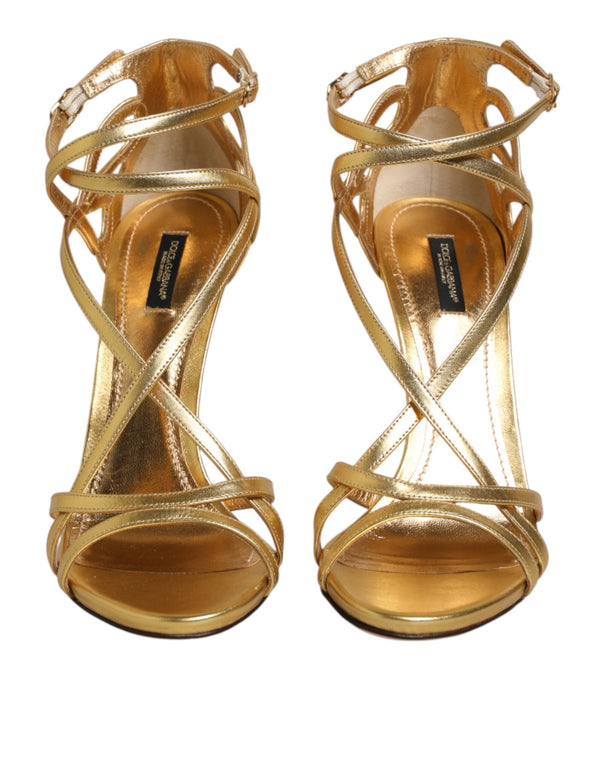 Dolce & Gabbana 100% Lamb leather heel sandal in gold