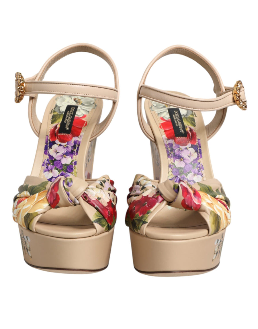 Dolce & Gabbana 100% Calf leather platform sandal in beige