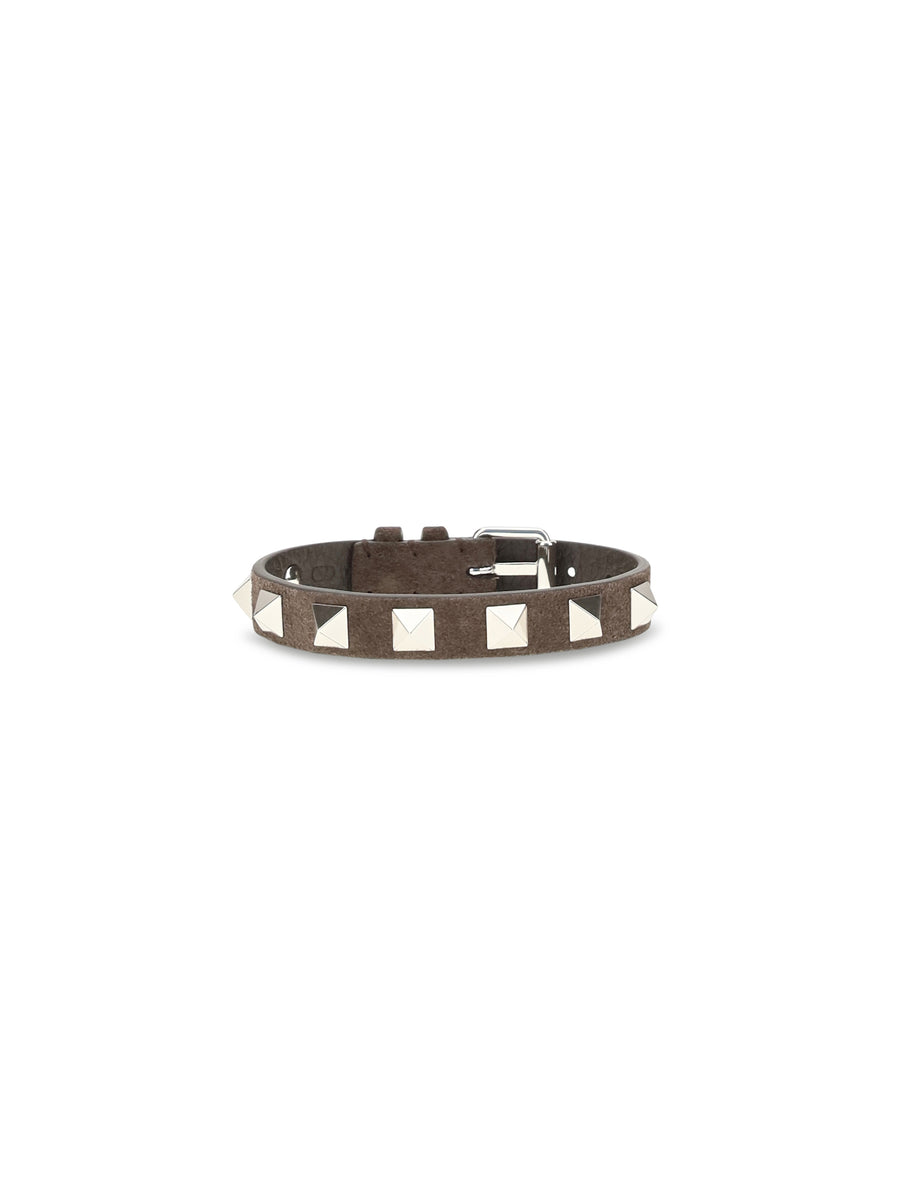 Bracelet Rockstud Leather Dark Brown Calf Bracelets