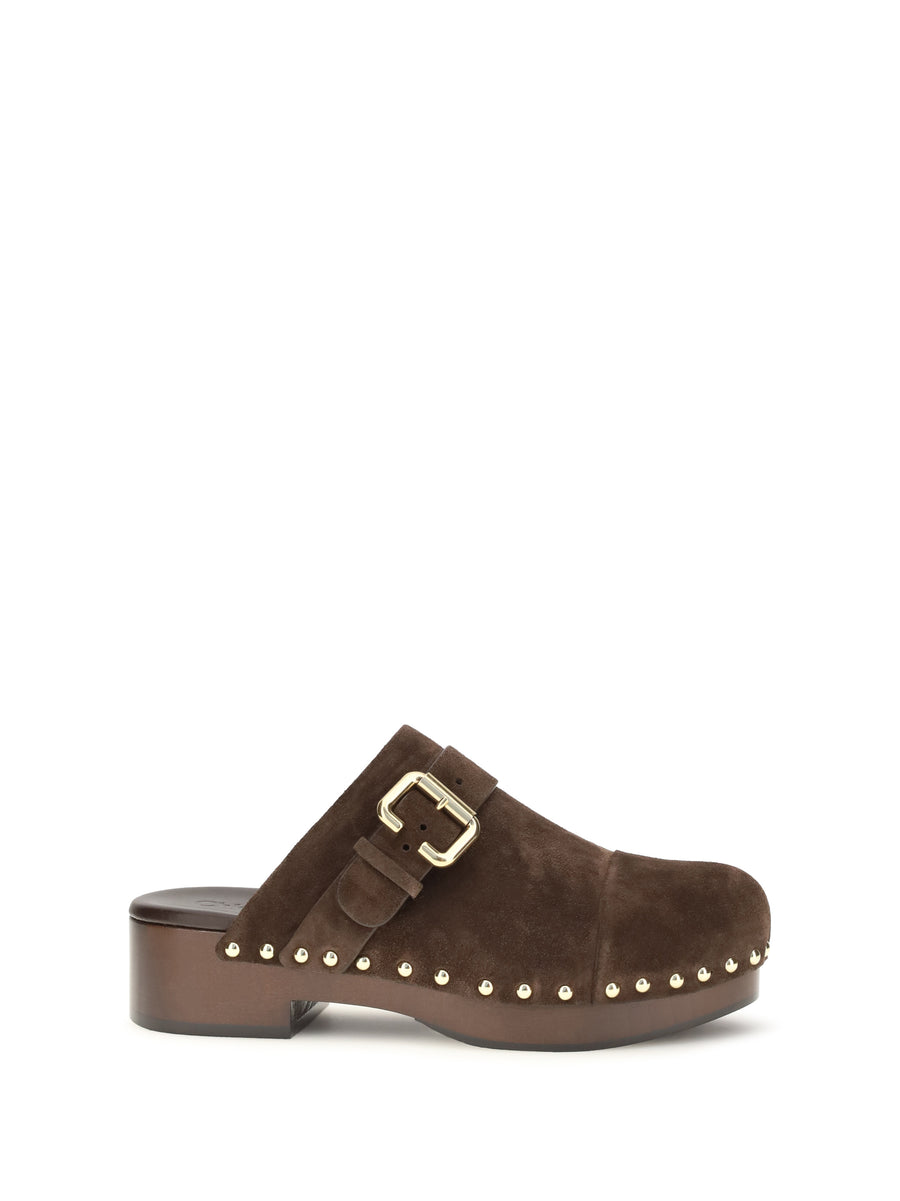 Clog Mules Jeannette Chocolate Brown Calf Leather (bos Taurus) Sandal