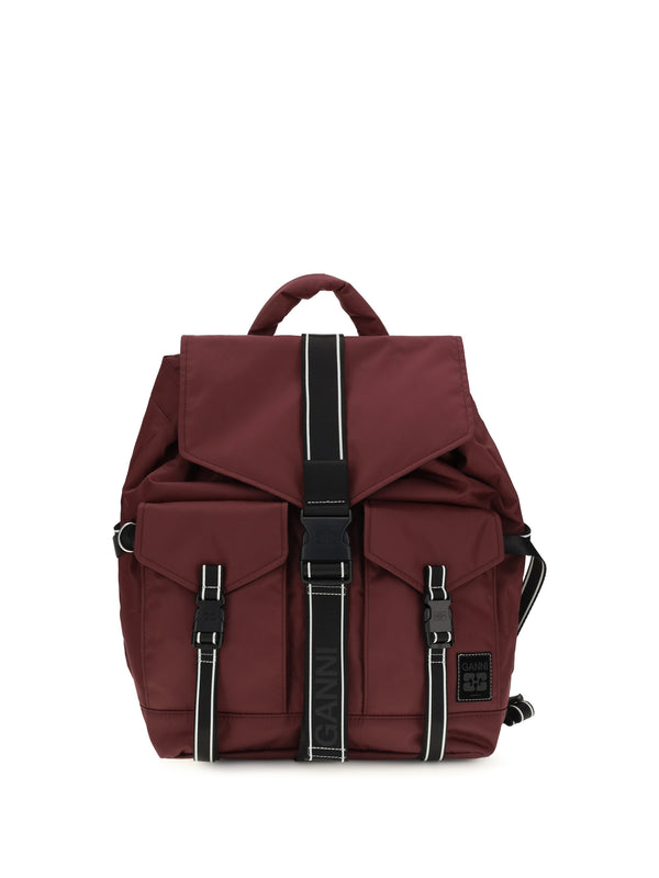 Ganni 93% Recycled Polyamide; 7% Thermoplastic Polyurethane backpack in red