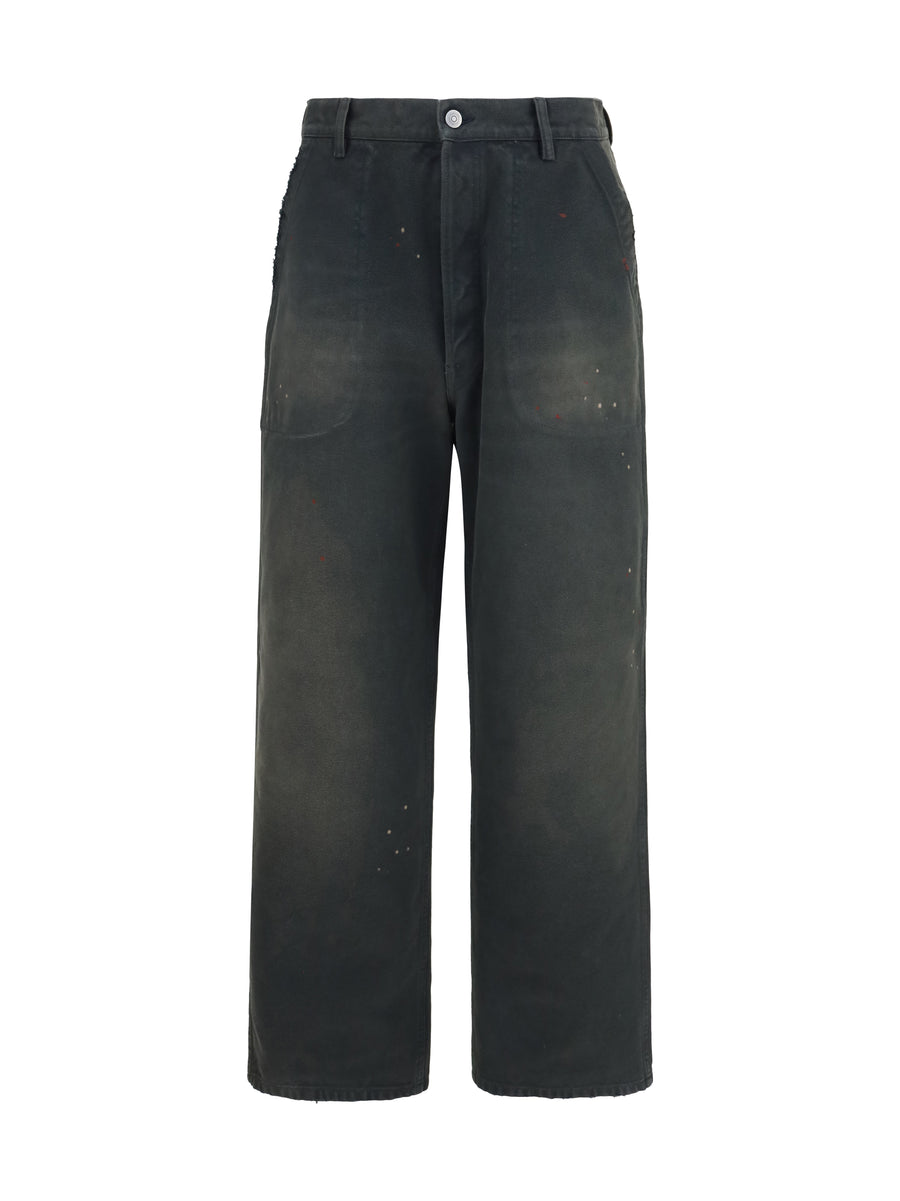 Maison Margiela 100% cotton trousers in black