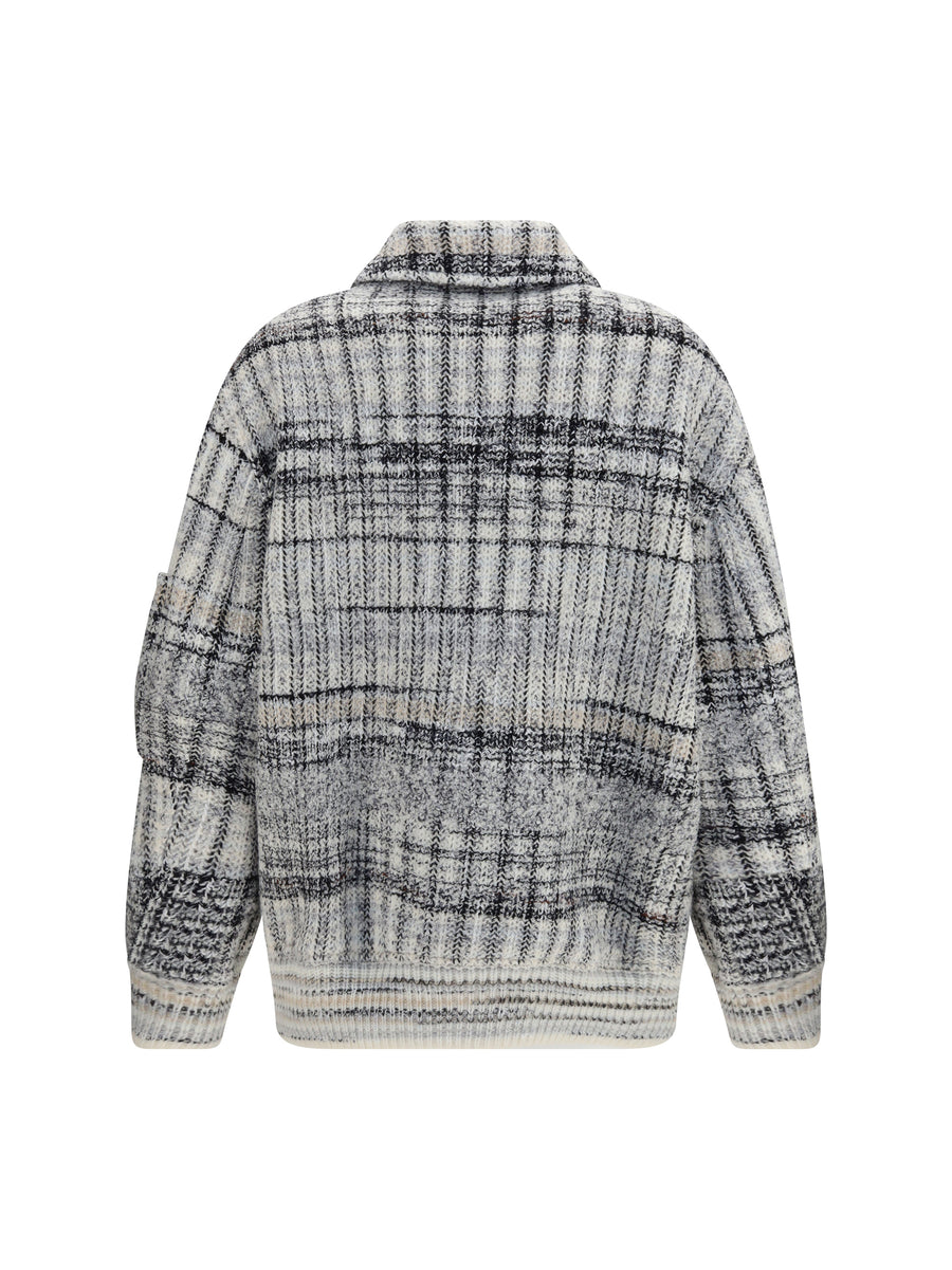 Bomber Jacket Wool-Blend Check Light Tones/white Merino Wool